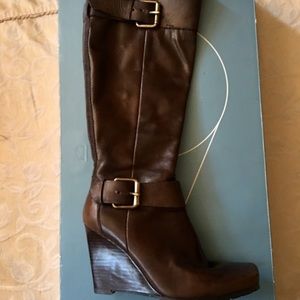 Nine West Tall Dark Brown wedged boot